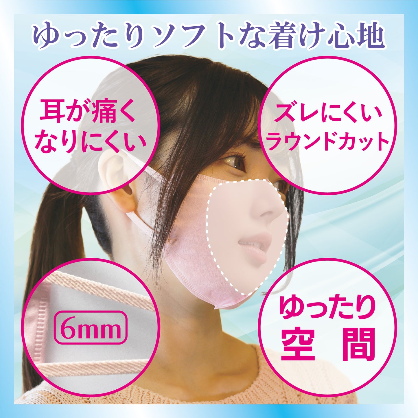 立体型3D FIT不織布マスク ラベンダー 7枚入