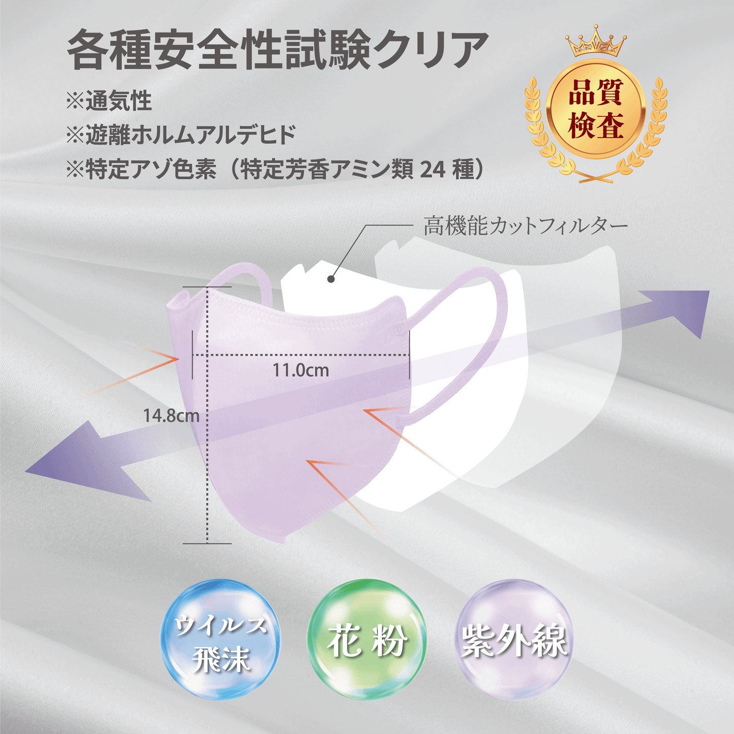 立体型3D FIT不織布マスク ネイビー 7枚入