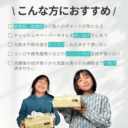 使い捨てのフェイシャルタオル80枚入
